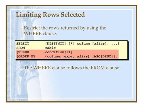 Limiting and Offsetting Rows Returned .